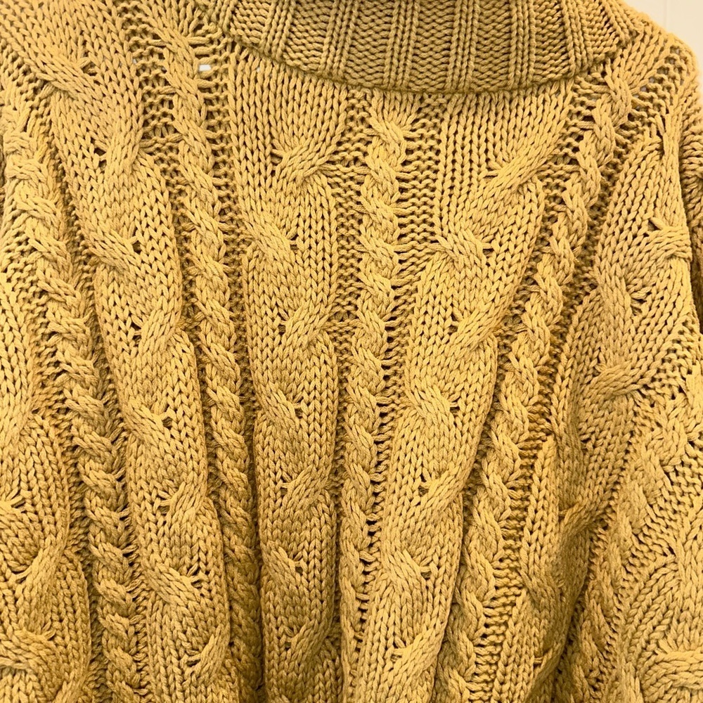 Love Tree Golden Cable Knit Turtleneck Sweater - Picture 2 of 3